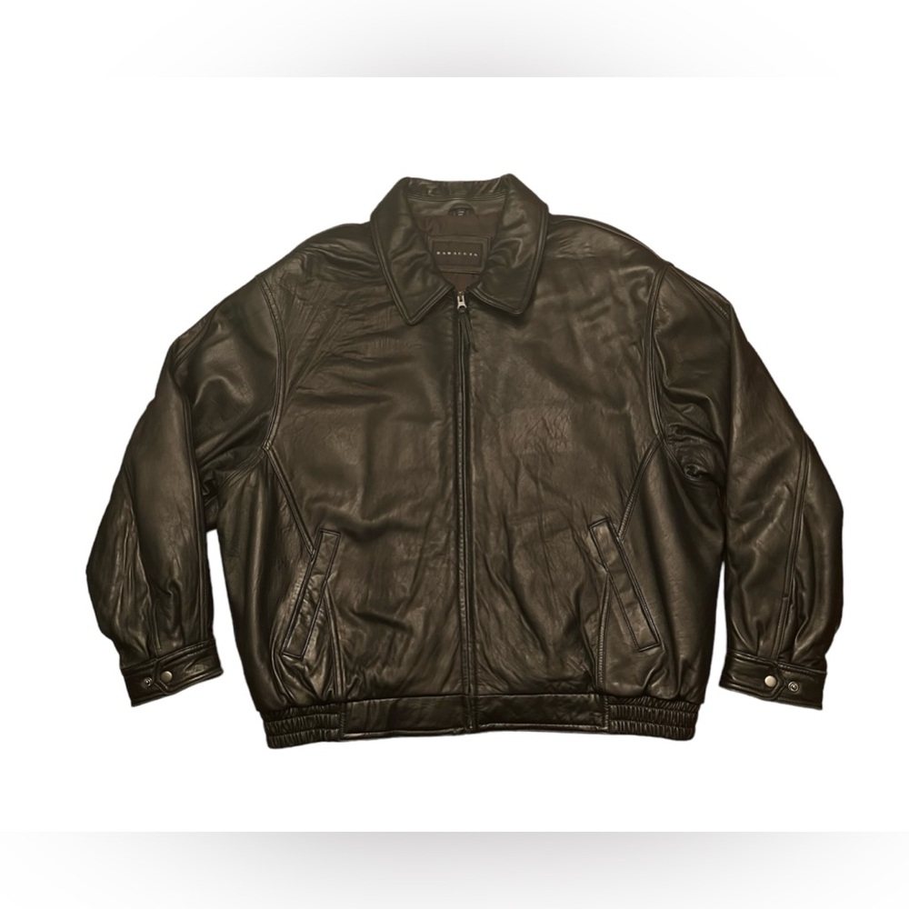 Baracuta Men’s Leather Full-Zip Bomber-Style Jacket XXL Black Vintage